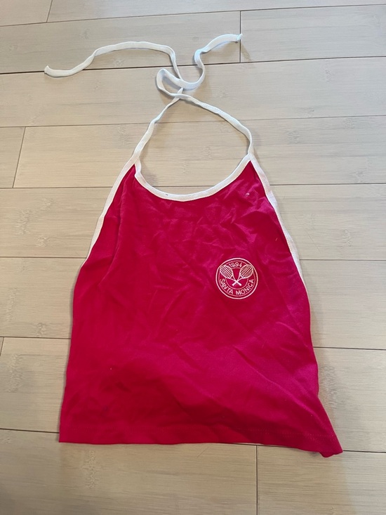 Urban Outfitters Tops - Urban Outfitters Hot Pink Halter Camisole with White Trim